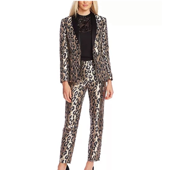 Vince Camuto Opulent Mood Jacquard Leopard Print Blazer Jacket Size 0 New w Tag - Picture 5 of 16